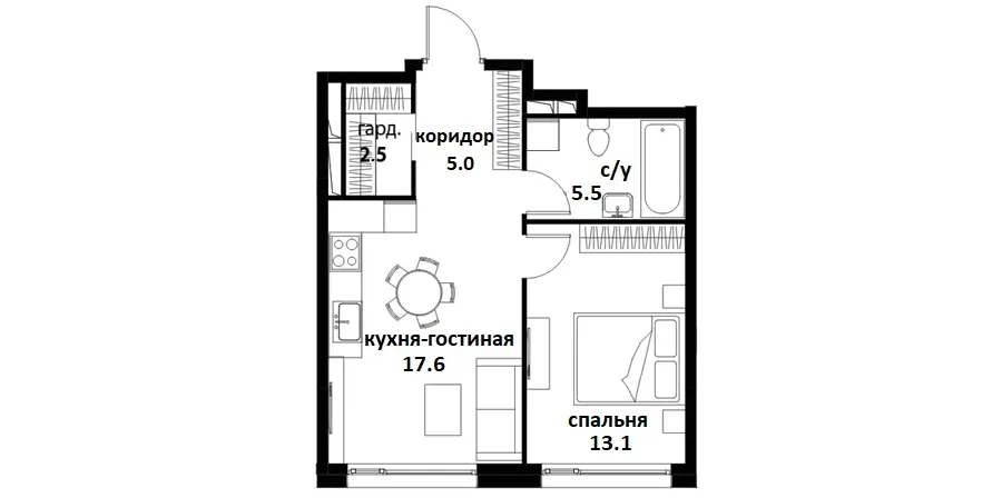 Планировка 1 комнатной квартиры ЖК Символ