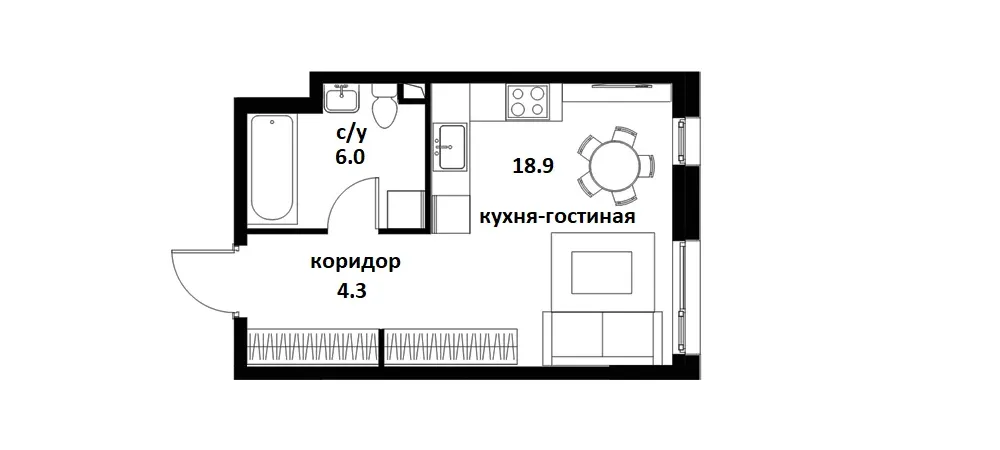 Планировка квартиры студии ЖК Символ