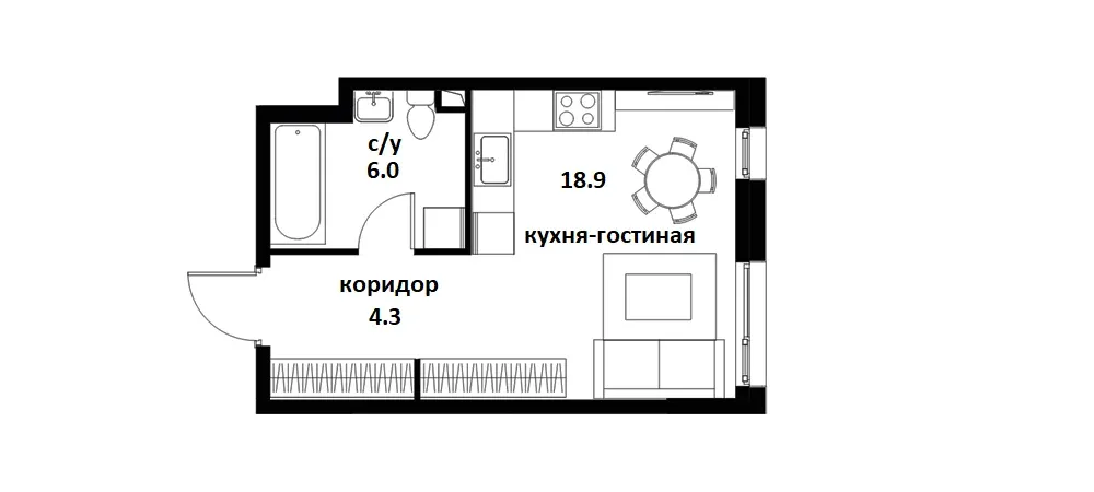 Планировка квартиры студии ЖК Символ